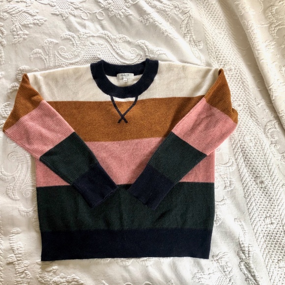 Madewell Cashmere Sweatshirt Vernon Stripe Small - Picture 3 of 6